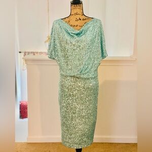 NWT ALEXIA ADMOR TEAL SEQUIN DRESS